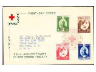 赤十字75年 芝特印 米国宛